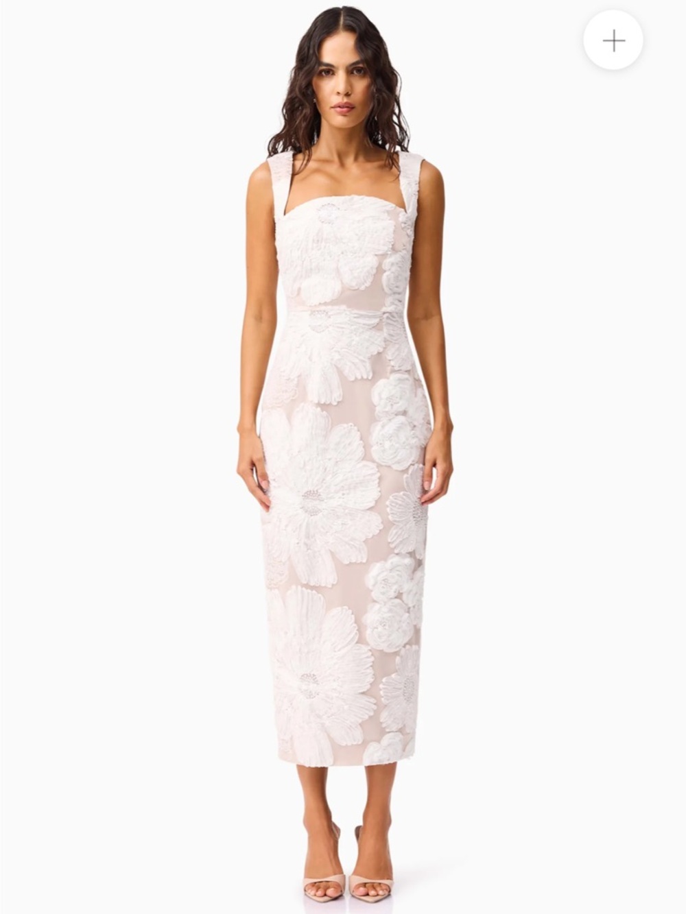 elliatt roxana white 3d floral embroidered mesh lace midi bridal dress medium - Picture 13 of 13